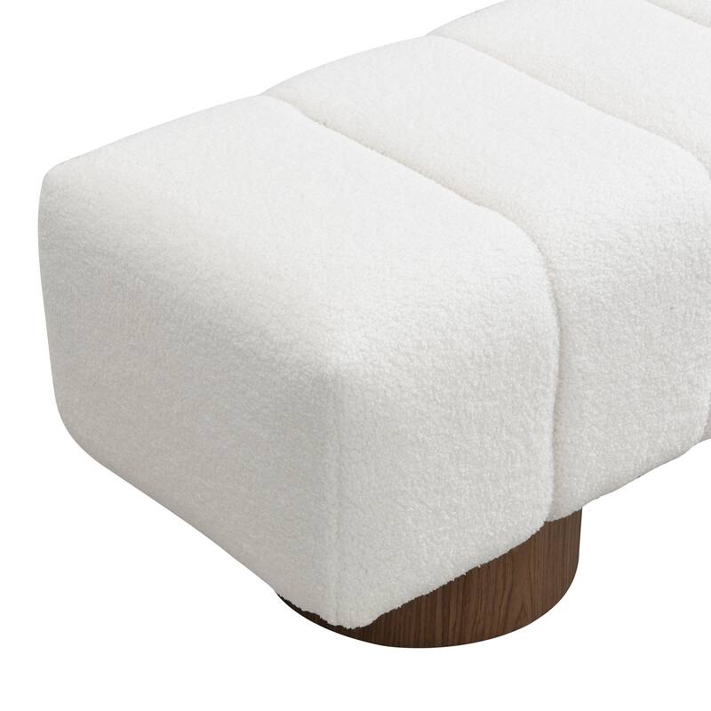 Roomfitters Upholstered Dining Bench, Boucle Fabric with Wood Base, Entryway or Bedroom Accent Bench