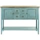 preview thumbnail 4 of 10, SAFAVIEH Charlotte Sideboard 45.7-Inch Wood Dresser, Blue and Oak - 45.7" x 15" x 34"
