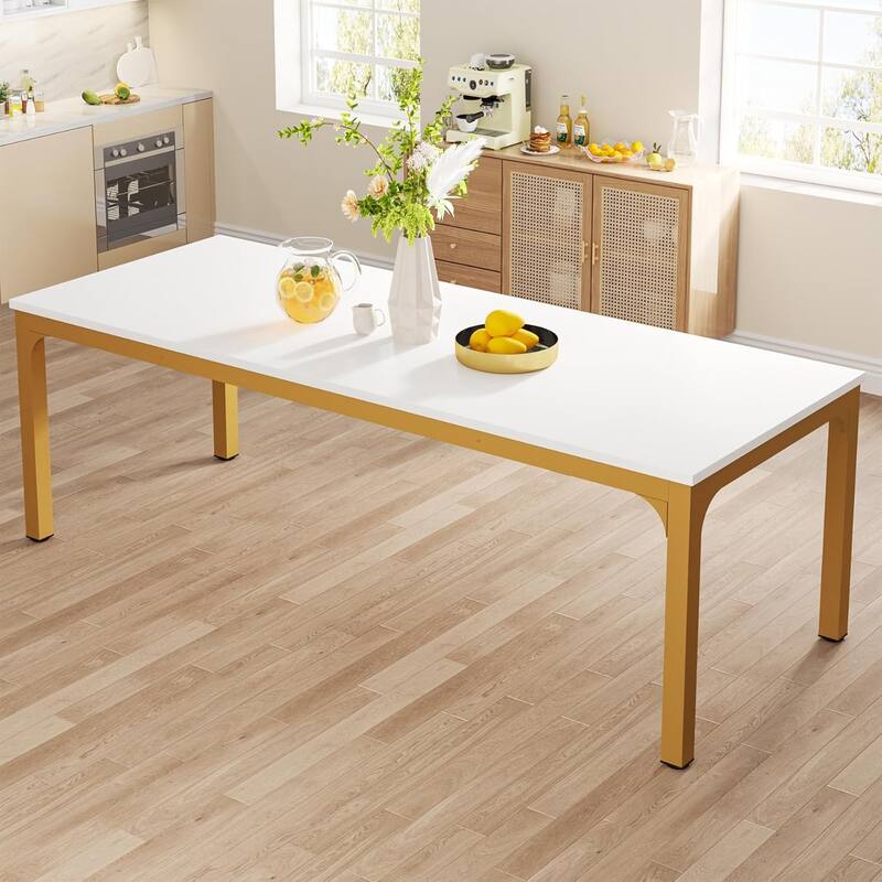 78.7" Rectangle Wood Dining Table, Long Kitchen Table for Living/Dining Room