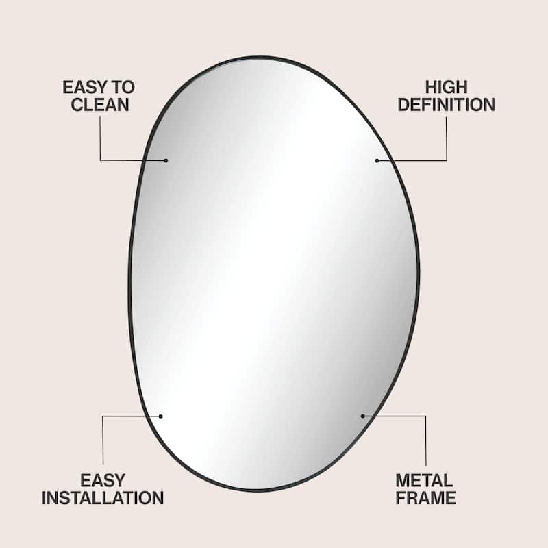 JONATHAN Y Aurelia Medium Irregular Oval Metal Framed Wall Mounted Mirror - 36 H x 24 W x 1.08 D