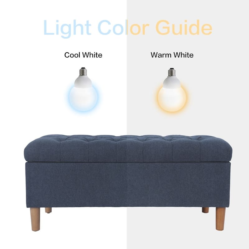 HomePop Button Tufted Top Storage Bench with Wood Legs