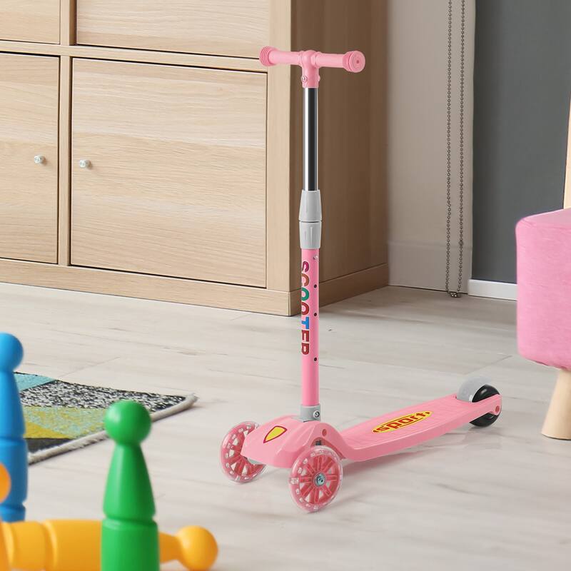 2-in-1 Adjustable Kick Scooter for Kids 4-Level Handlebar & Removable Seat - Pink