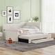 preview thumbnail 13 of 46, Daybed Captain Bed Upholstered Bed with Trundle and 3 Drawers, Elegance Stripe Design L-Shaped Upholstered Daybed Platform Bed Beige - Full