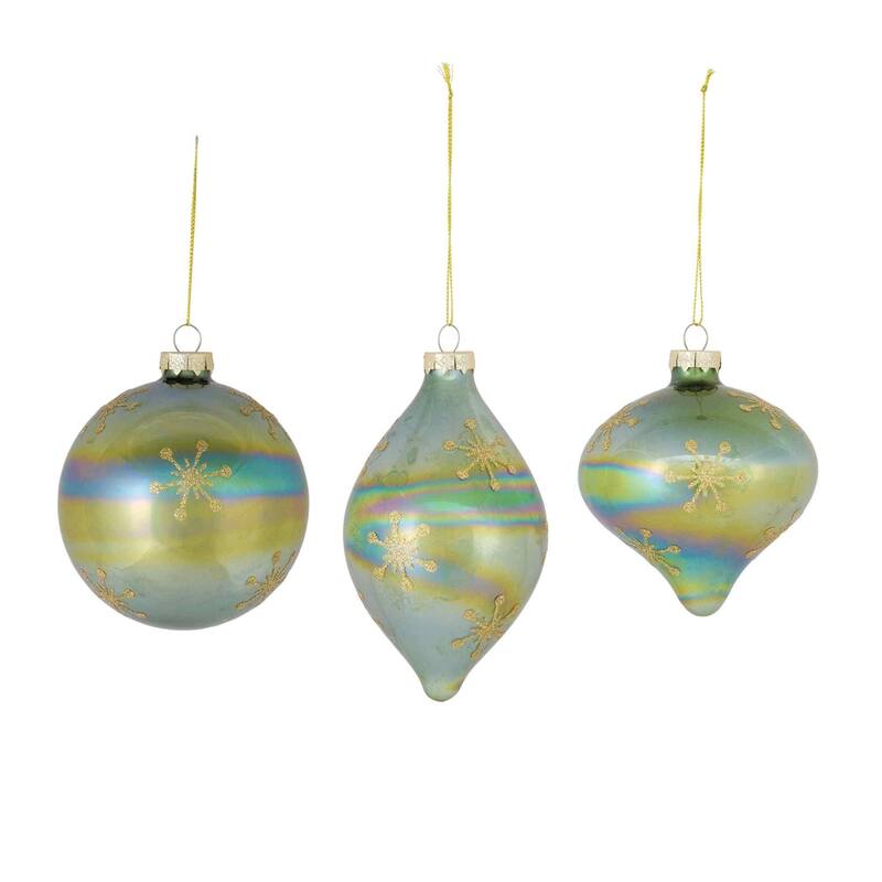 Pearl Snowflake Glass Christmas Ornaments 6" 150mm Multi-Color 6ct