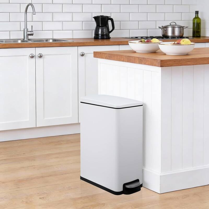 12 Gal + 2.6 Gal Stainless Steel Slim Trash Can Combo Set for Kitchen, Bathroom