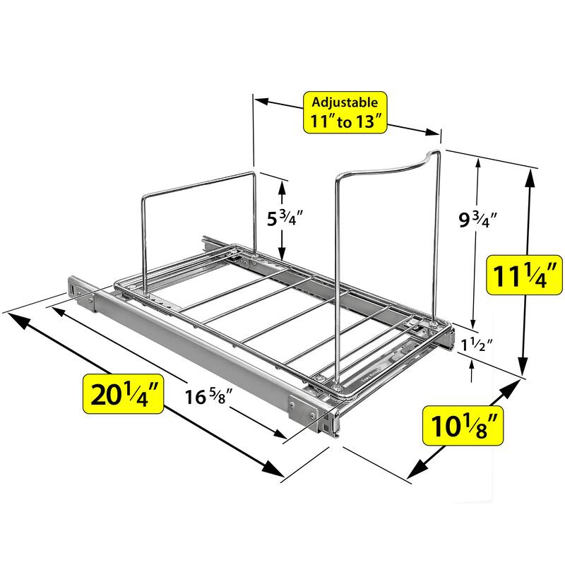 LYNK PROFESSIONAL® Pull Out Trash Can Under Cabinet - Under Sink Trash Can Storage (Trash Can Not Included) - Chrome