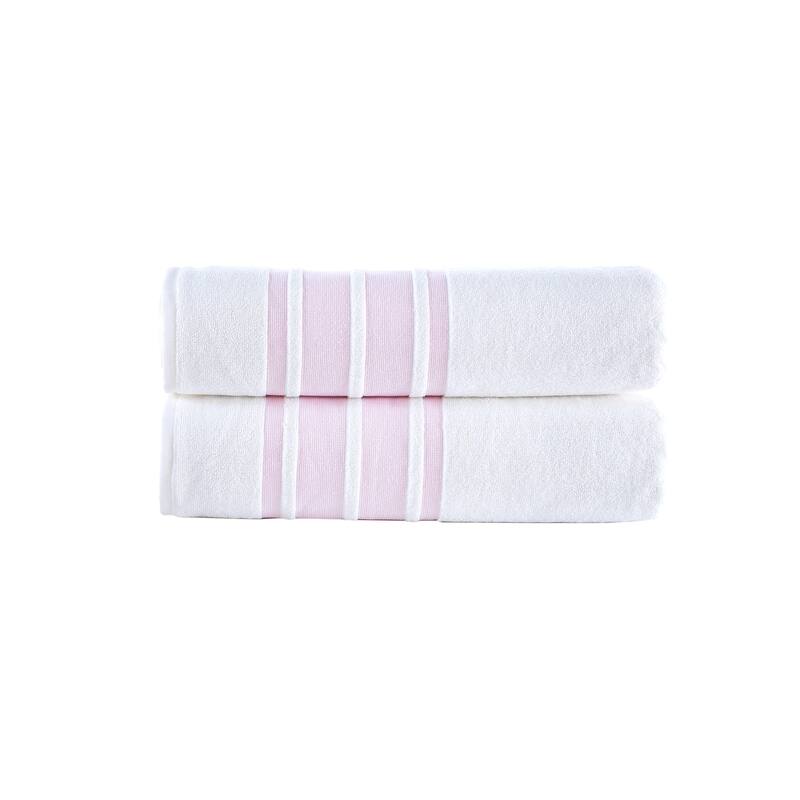 Brooks Brothers Contrast Border 2 pcs Bath Sheets - Pink