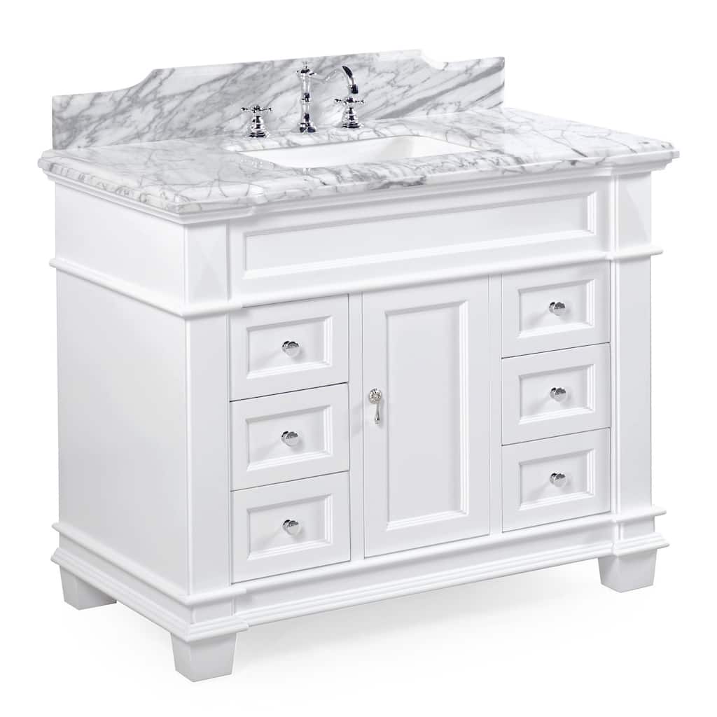KitchenBathCollection Elizabeth 42" Bathroom Vanity with Carrara Marble Top