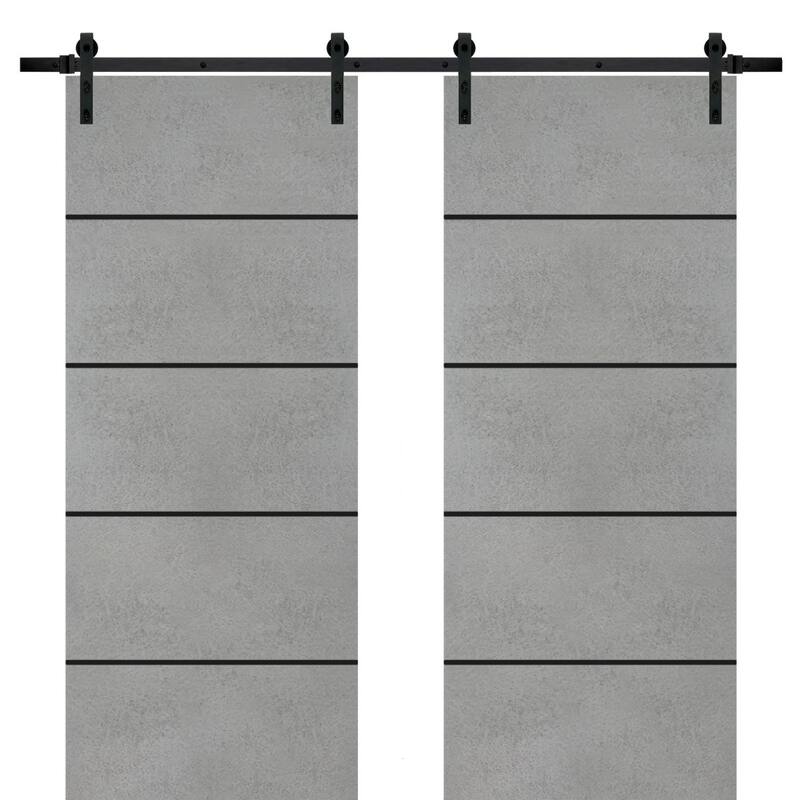 Sturdy Double Barn Door 36 x 80 with Planum 0015 Concrete with 13FT - 60" x 80" ( 2* 30x80)