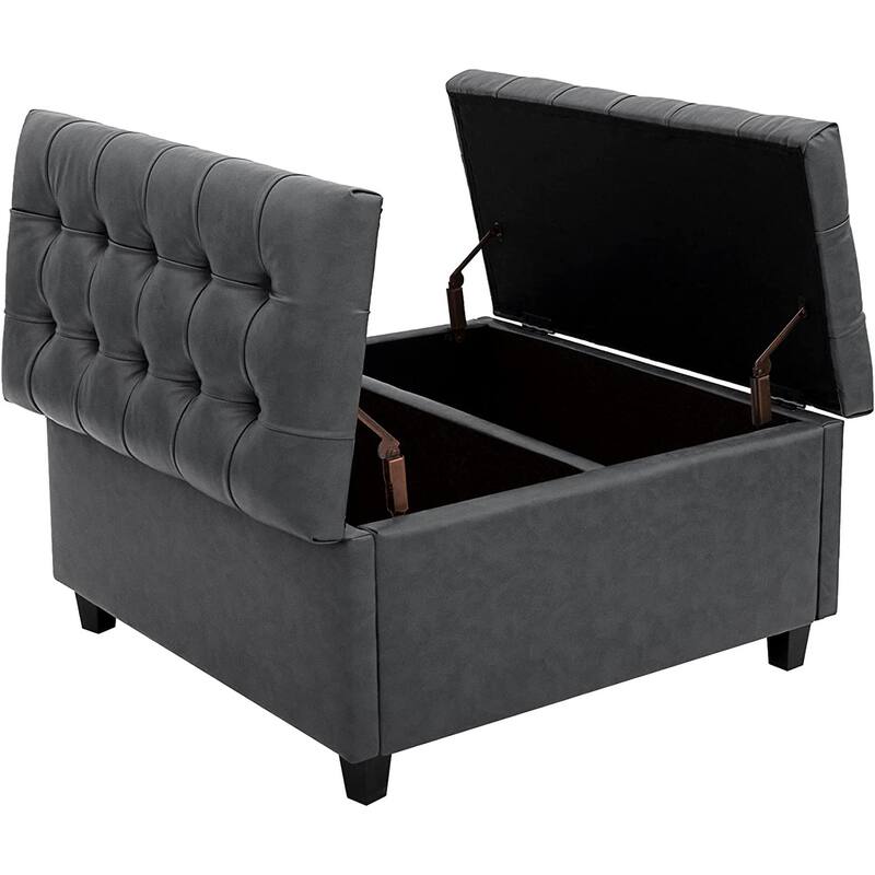31.5 Inch Wide Square Coffee Table Lift Top Storage Ottoman, Grey