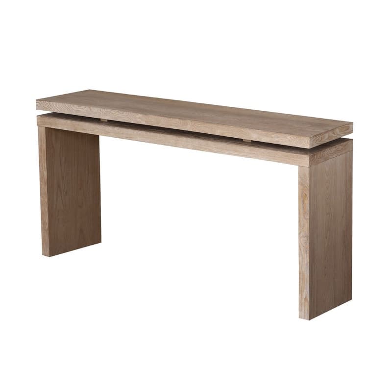 Farmhouse 60" Console Table, Solid Wood Entryway Table with Double Board Suspension Design