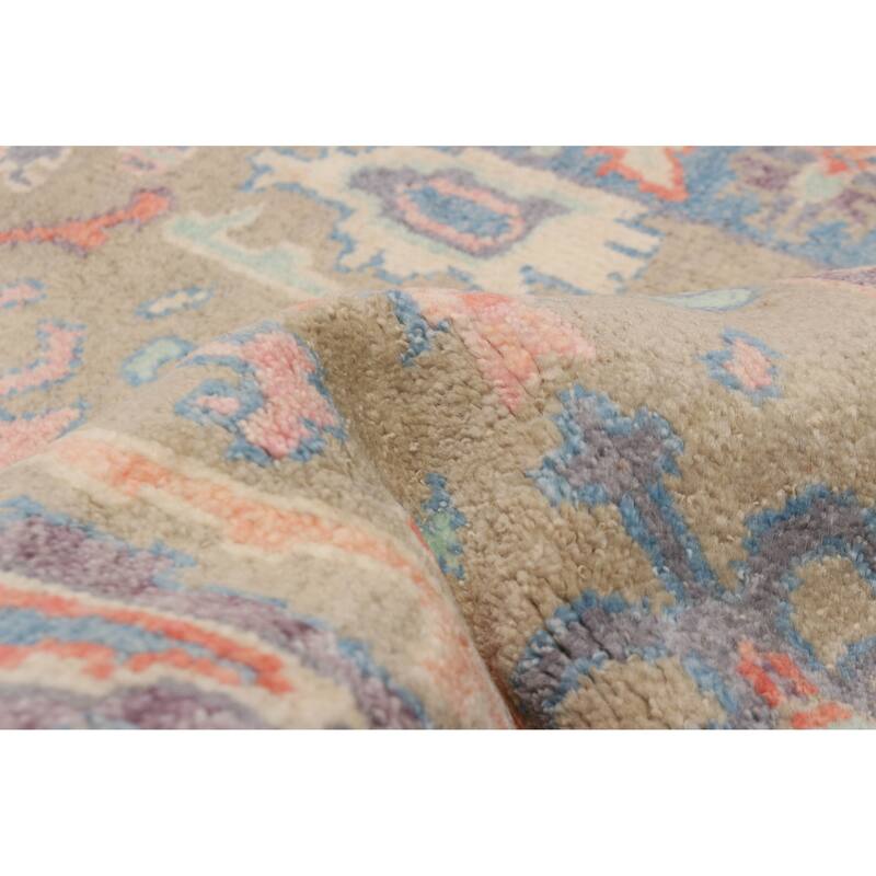 ECARPETGALLERY Hand-knotted Modern Oushak Khaki Wool Rug - 2'6 x 9'11