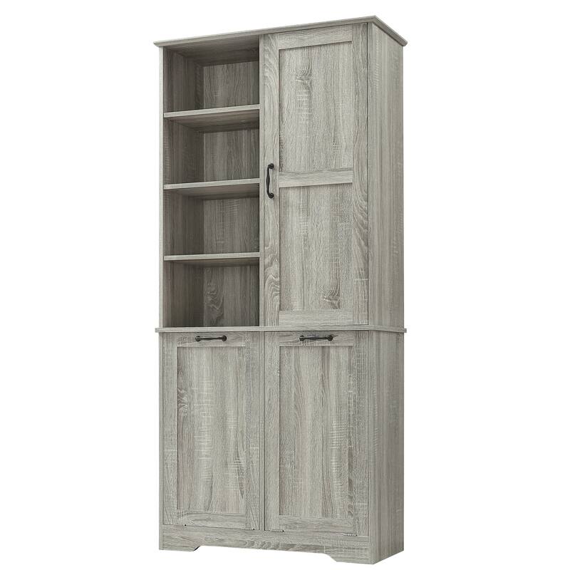 Freestanding Bathroom Storage Cabinet with Doors, Drawers, Tilt-Out Laundry Hamper & Shelves
