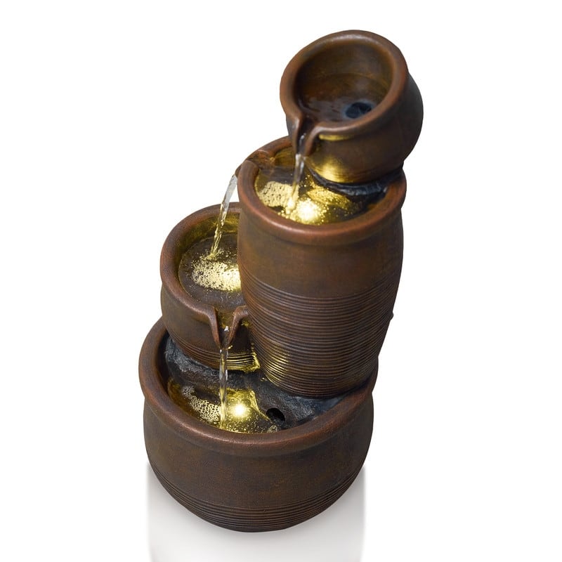 Polyresin Outdoor Hand Crafted Weather Resistant Fountain with LED Lights