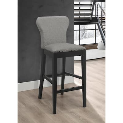 Sarissa Grey and Black Upholstered Stool with Nailhead Trim (Set of 2)