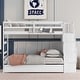 preview thumbnail 2 of 12, Twin over Twin Bunk Bed With Trundle, Stairway Storage Function, White