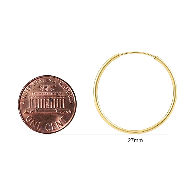 Marquee Jewels 1 Inch Endless 14K Yellow Gold Filled Hoop Earrings