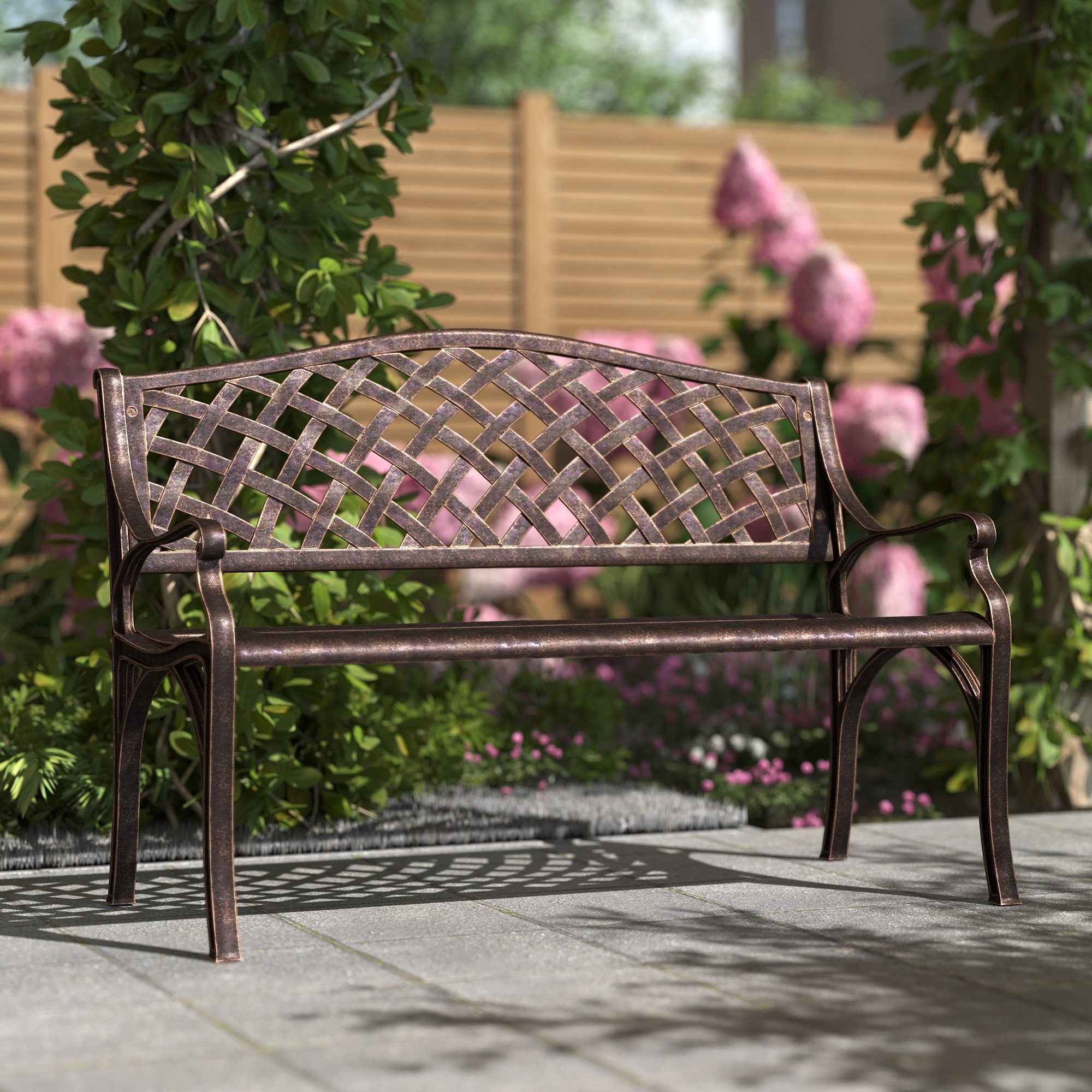 Belleze Antique Copper Outdoor Bench Patio Seat Cast Aluminum Bronze Bed Bath Beyond 16292423