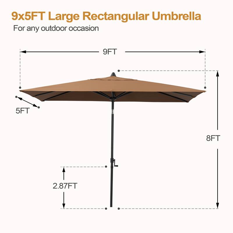 Pellebant Outdoor 9 x 5 FT Patio Market Umbrella Rectangular