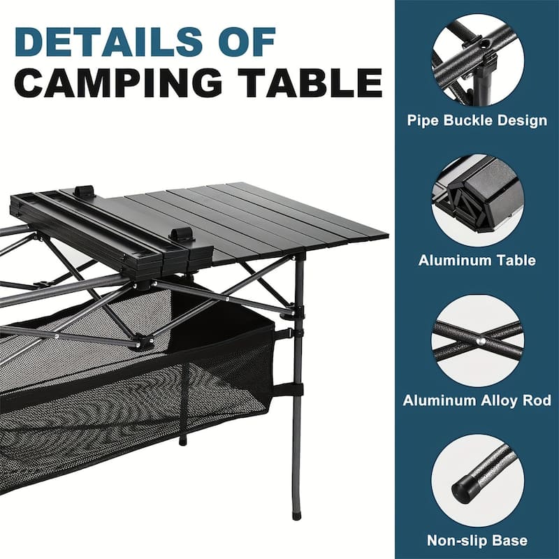 Portable 37" Oversized Camping Table, Folding Desk