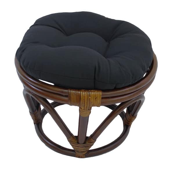 slide 2 of 2, 18-inch Round Twill Footstool/Ottoman Cushion (Cushion Only) - 18 x 18 Black