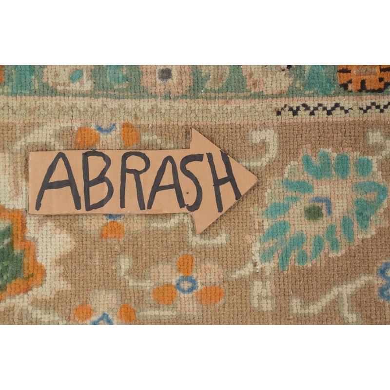Hand Knotted Oriental 100% Wool Carpet Traditional Floral Peach Tabriz Area Rug - 12' 6'' X 9' 6''