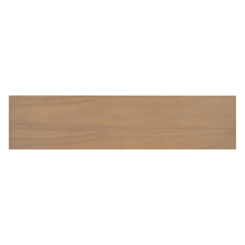 59.8" MDF Console Table With Natural Wood Veneer with V-Shaped Base for Living Room