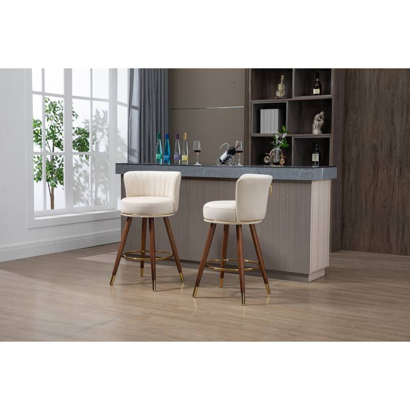 Counter Height Bar Stools Set of 2 for Kitchen Counter Solid Wood Legs