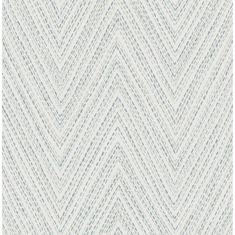 A-Street Prints Lainey Blue Stitched Chevron Wallpaper