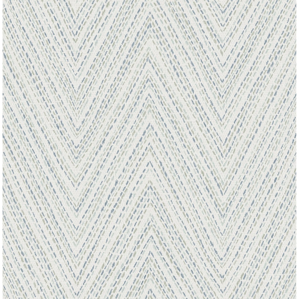 A-Street Prints Lainey Blue Stitched Chevron Wallpaper