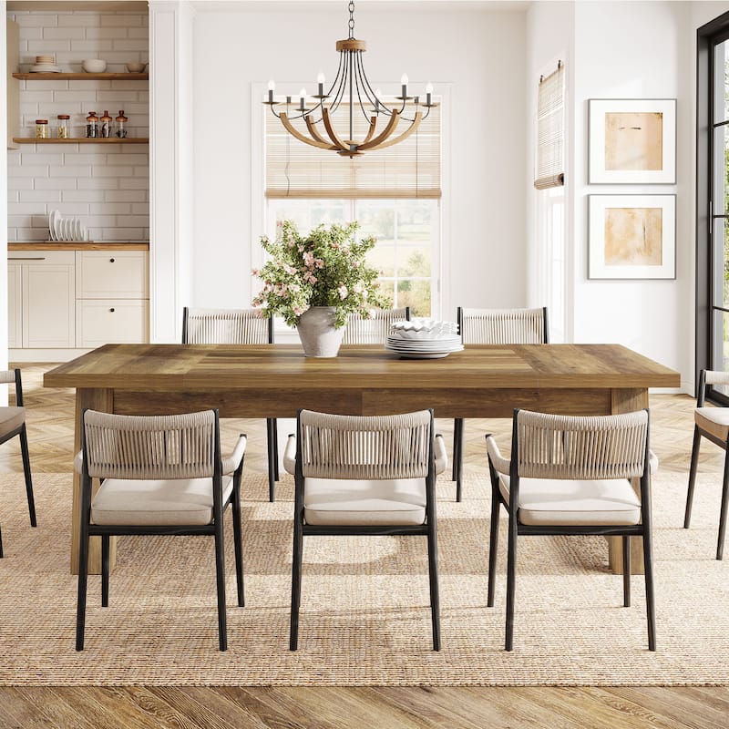 70.5'' Long Dining Table for 6-8, Farmhouse Wooden Kitchen Table