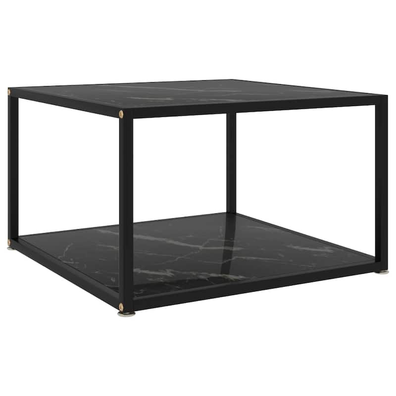 vidaXL Coffee Table Black 23.6"x23.6"x13.8" Tempered Glass - 23.6" x 23.6" x 13.8"