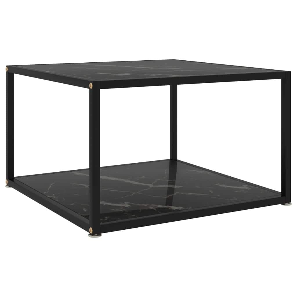 vidaXL Coffee Table Black 23.6"x23.6"x13.8" Tempered Glass - 23.6" x 23.6" x 13.8"