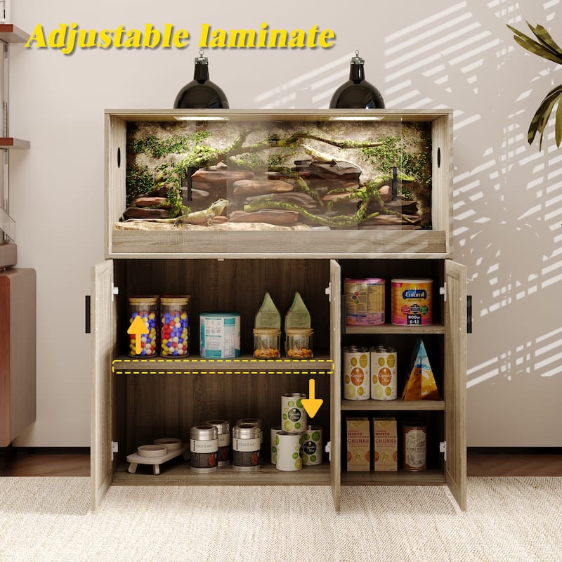 Reptile Cabinet Reptile Enclosure Cabinet with Tempered Glass Sliding Doors