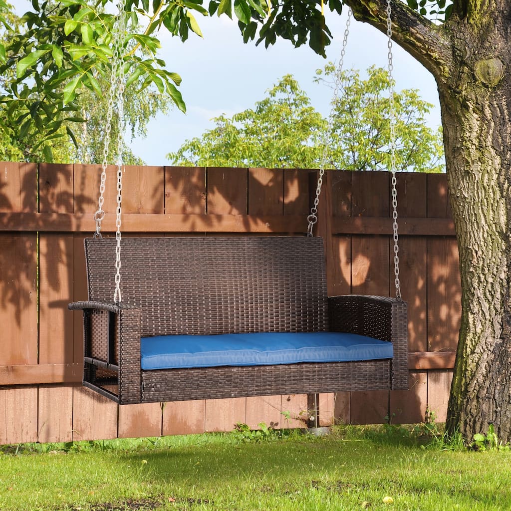 Outsunny 2 Person Wicker Hanging Swing Bench
