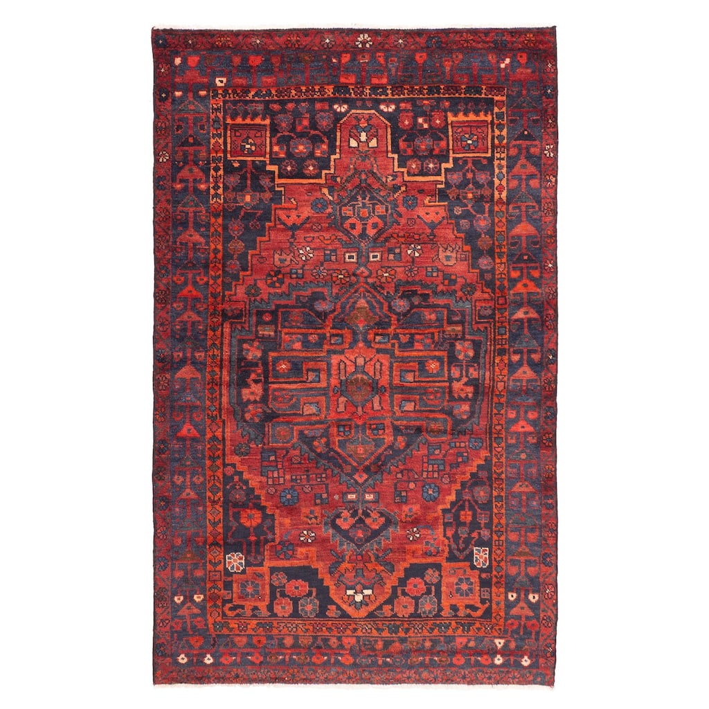 ECARPETGALLERY Hand-knotted Anatolian Vintage Dark Red Wool Rug - 4'4 x 7'1