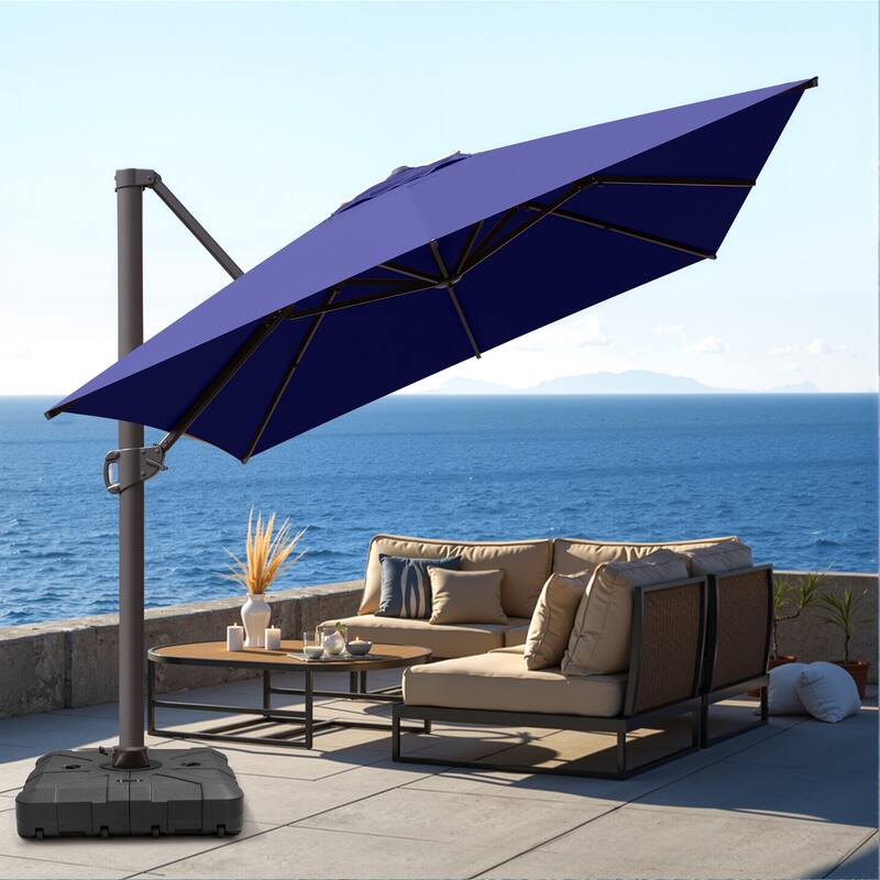 VredHom 10X13 FT Patio Outdoor Cantilever-Offset Umbrella with Base Stand