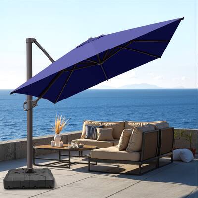 VredHom 10X13 FT Patio Outdoor Cantilever-Offset Umbrella with Base Stand