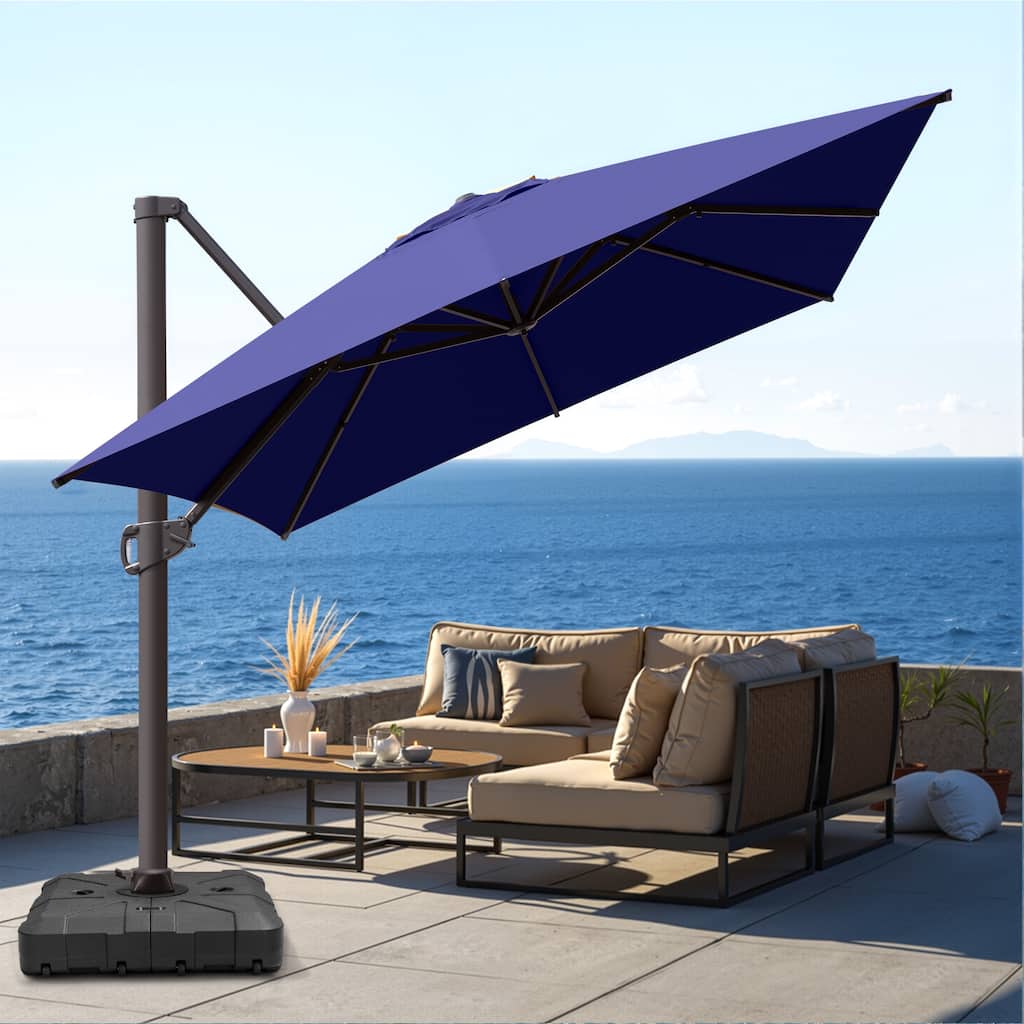 VredHom 10X13 FT Patio Outdoor Cantilever-Offset Aluminum Umbrella with Base Stand