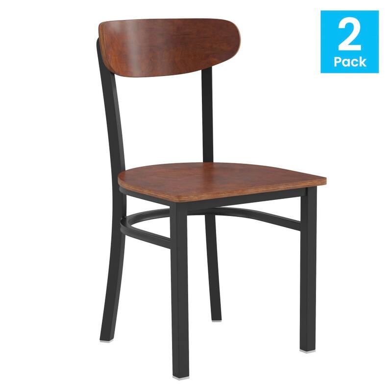 2PK Commercial Metal Dining Chairs with Boomerang Back