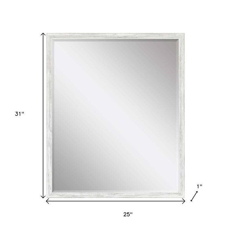 HomeRoots 31" White Wood Accent Mirror - 25.00 in. x 31.00 in. x 1.00 in.