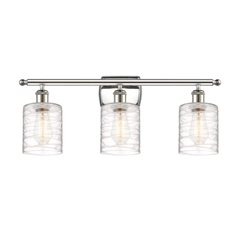Innovations Lighting 516-3W-10-26 Cobbleskill Vanity Cobbleskill 3 - Polished Nickel / Deco Swirl