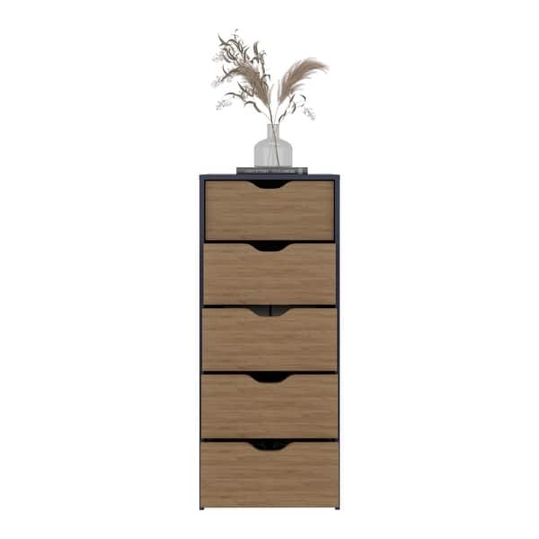 Basilea Narrow Dresser with 5 Drawers, White - On Sale - Bed Bath & Beyond  - 37212202