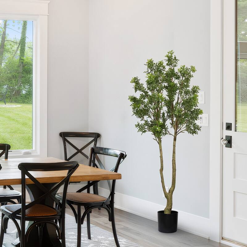 160CM Artificial Curved Green Branches with Fragrant Pot for Courtyard Door Decor 1 Piece Set