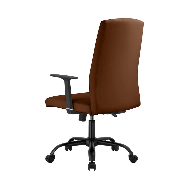 LeisureMod Evander Faux Leather Office Chair in Aluminum with Adjustable Height