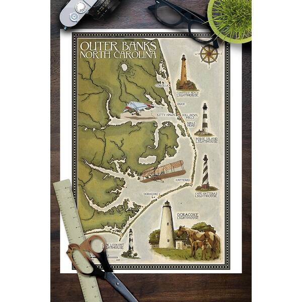 Shop Outer Banks North Carolina Lighthouse Town Map Lantern