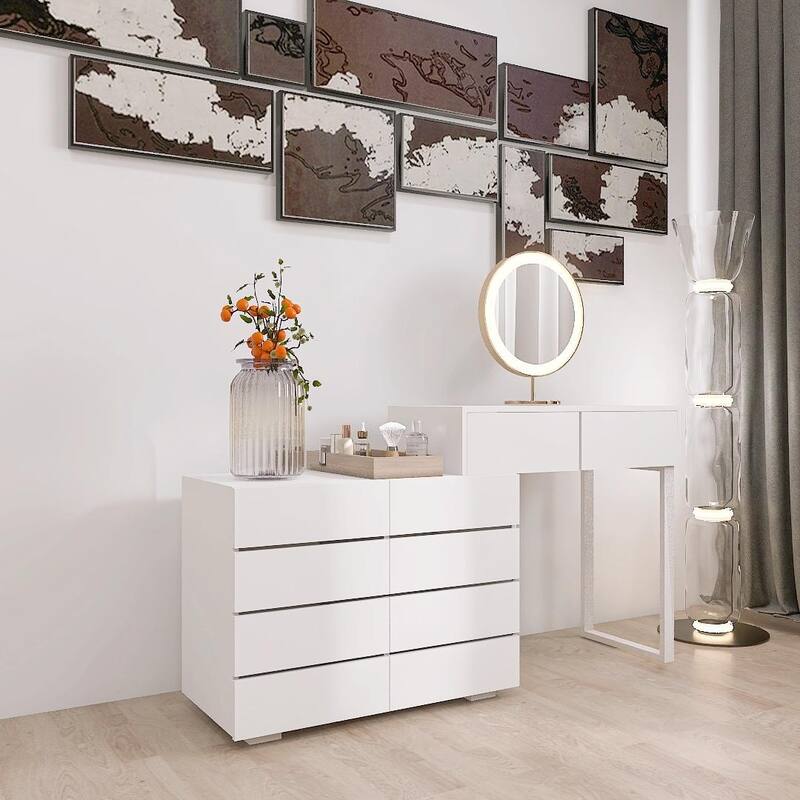 Extended Desktop 10-Drawer Chest of Drawers - White - 10-drawer