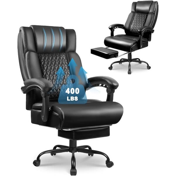 slide 2 of 21, BOSSIN Big and Tall Office Chair Executive Heavy Duty Home Chairs with Foot Rest Ergonomic,High Back and Lumbar Support