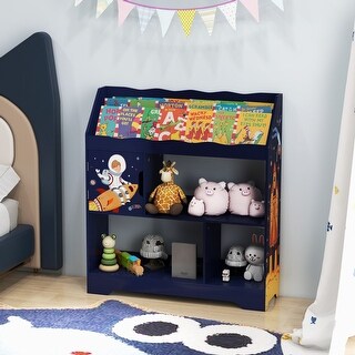 Kids Toy Storage Organizer with Book Shelf and Storage Cabinet - 36.5" x 12" x 39.5" (L x W x H)