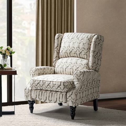 Olympus Upholstered Classic Manual Wingback Recliner with Spindle Legs by HULALA HOME